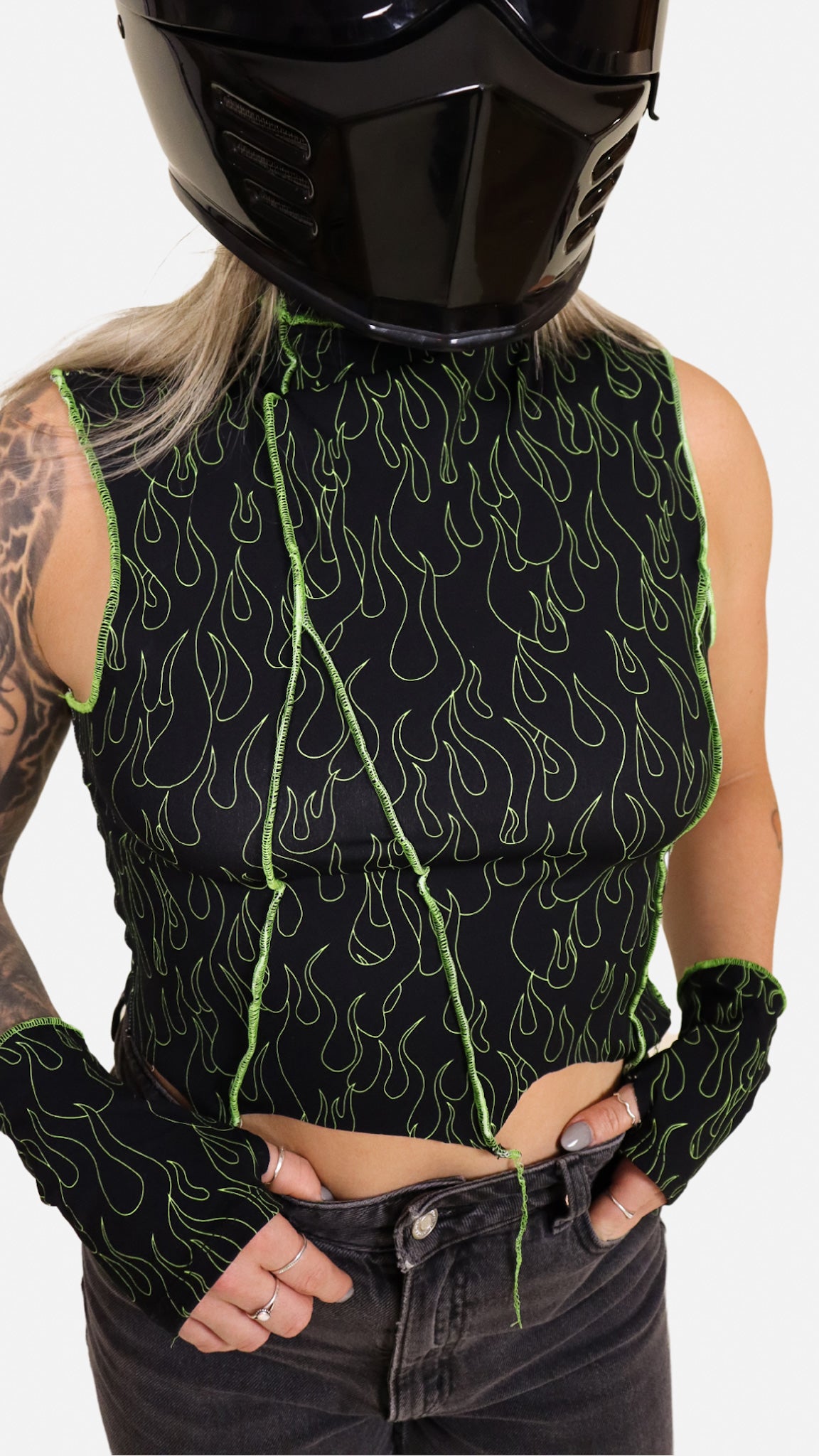 Green ashes Reworked Crop Top