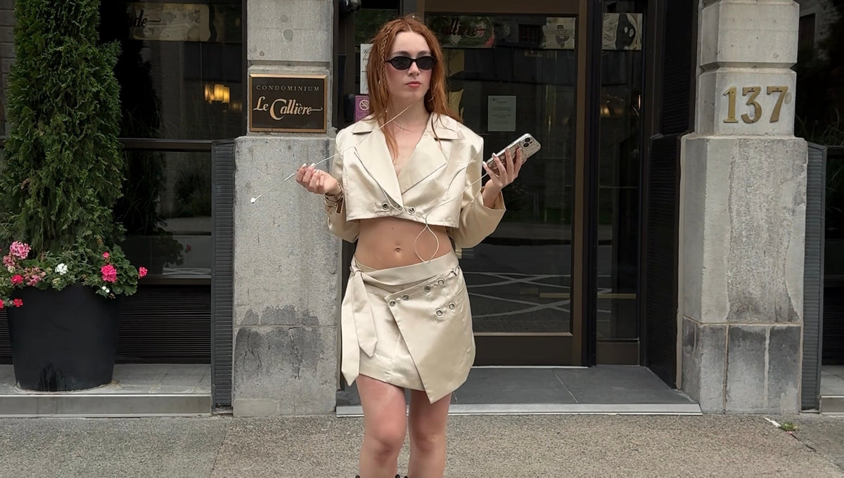 Custom CMPLX statement fashion piece worn on the streets of Montreal