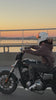 CMPLX hoodie worn on motorcycle in motion at sunset, Complex Paradox streetwear